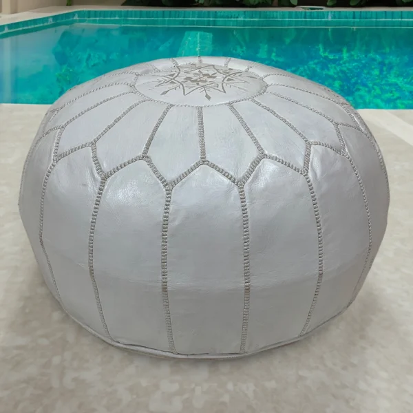 Moroccan Pearl Pewter Pouf