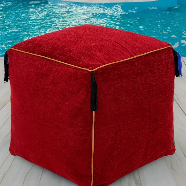 Moroccan Red Classic Pouf